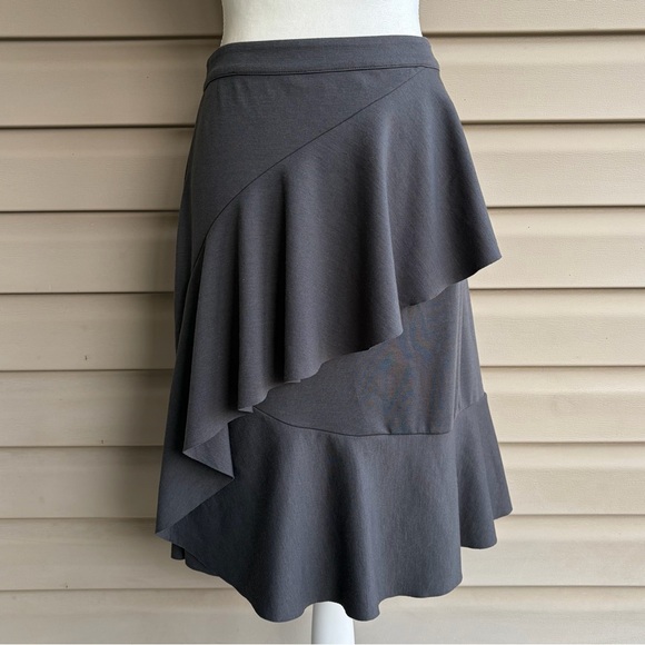 Garnet Hill Dresses & Skirts - Garnet Hill Skirt Medium Gray Ruffle Knee Length